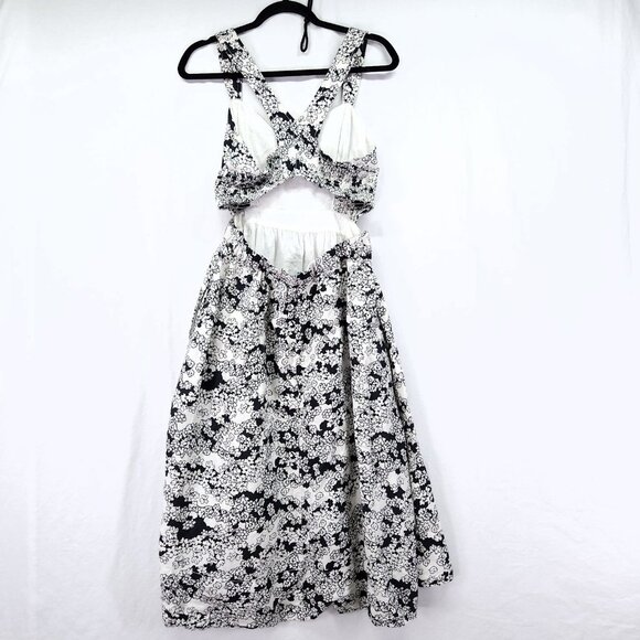 Anthropologie Midi Linen Blend Dress Size Small Open Back Floral Print - Picture 3 of 14
